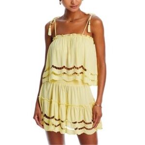 Tiare Hawaii Francesca Tie Shoulder Top Cutouts Yellow one size‎
